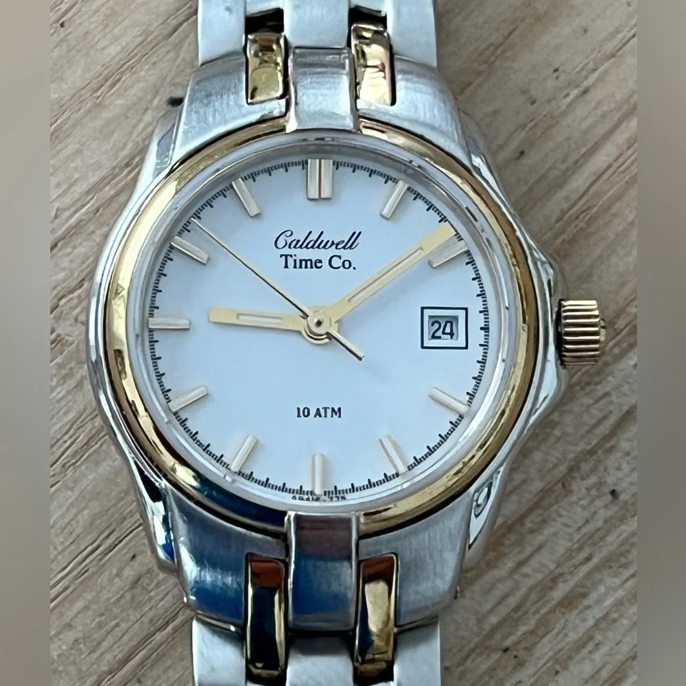 Caldwell Time Company Very Rare Luxury Ladies Watch Two-Tone Bracelet White Dial